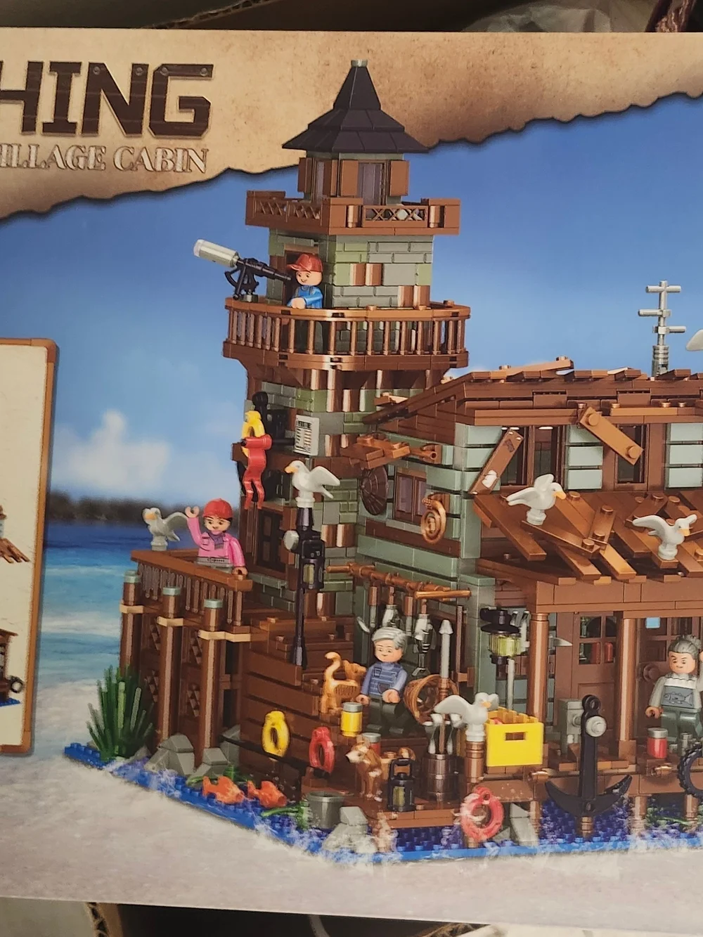Village Cabin Seaside Playset - Brown & Tan Kids Building Toy